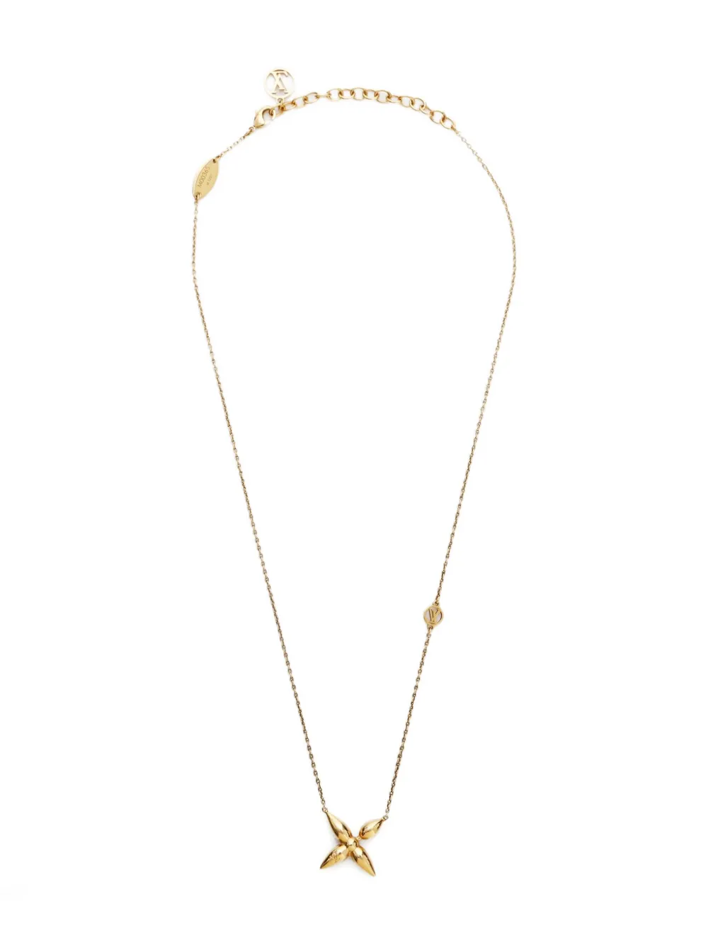 Pre-owned Louis Vuitton 2023 Monogram Flower Colier Louisette Necklace In Gold
