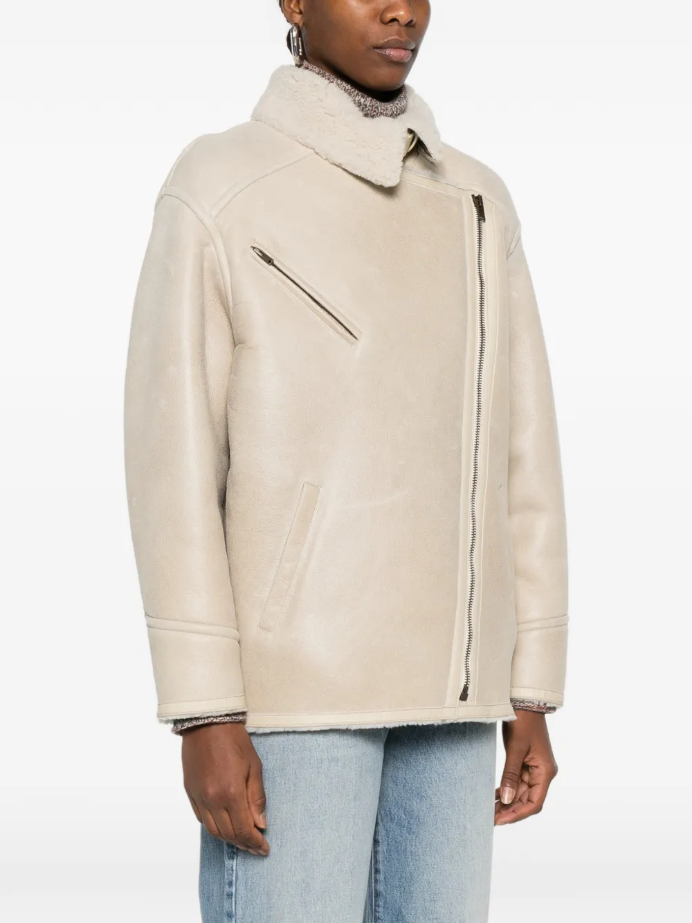 ISABEL MARANT Adelina lammy jack met rits Beige