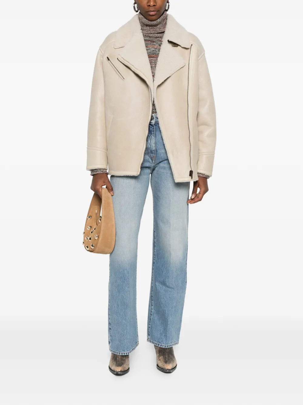 ISABEL MARANT Adelina lammy jack met rits Beige