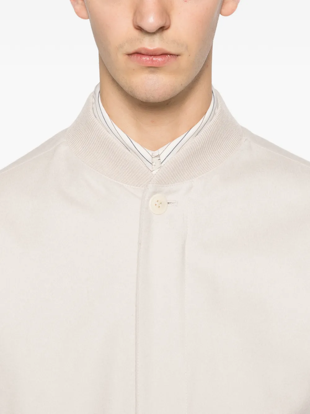 Zegna ribbed collar jacket Beige