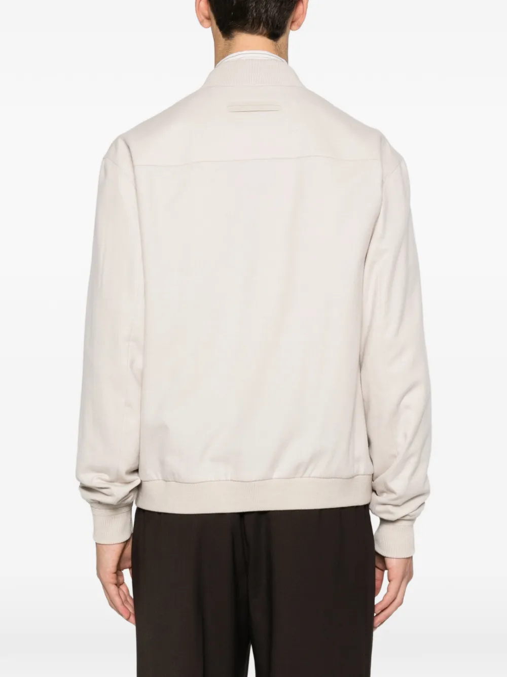 Zegna ribbed collar jacket Beige