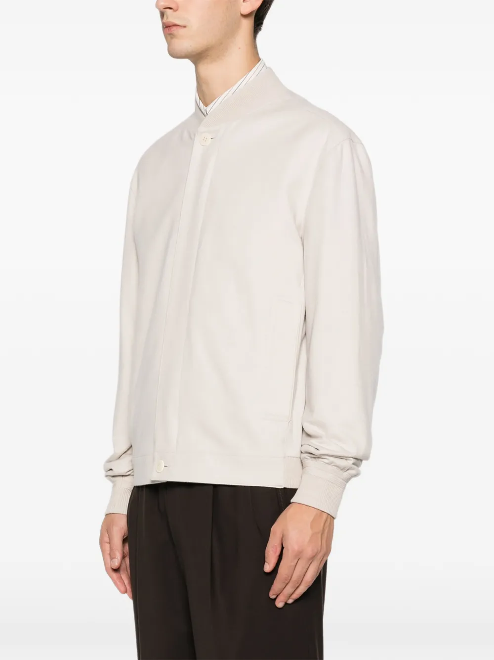 Zegna ribbed collar jacket Beige