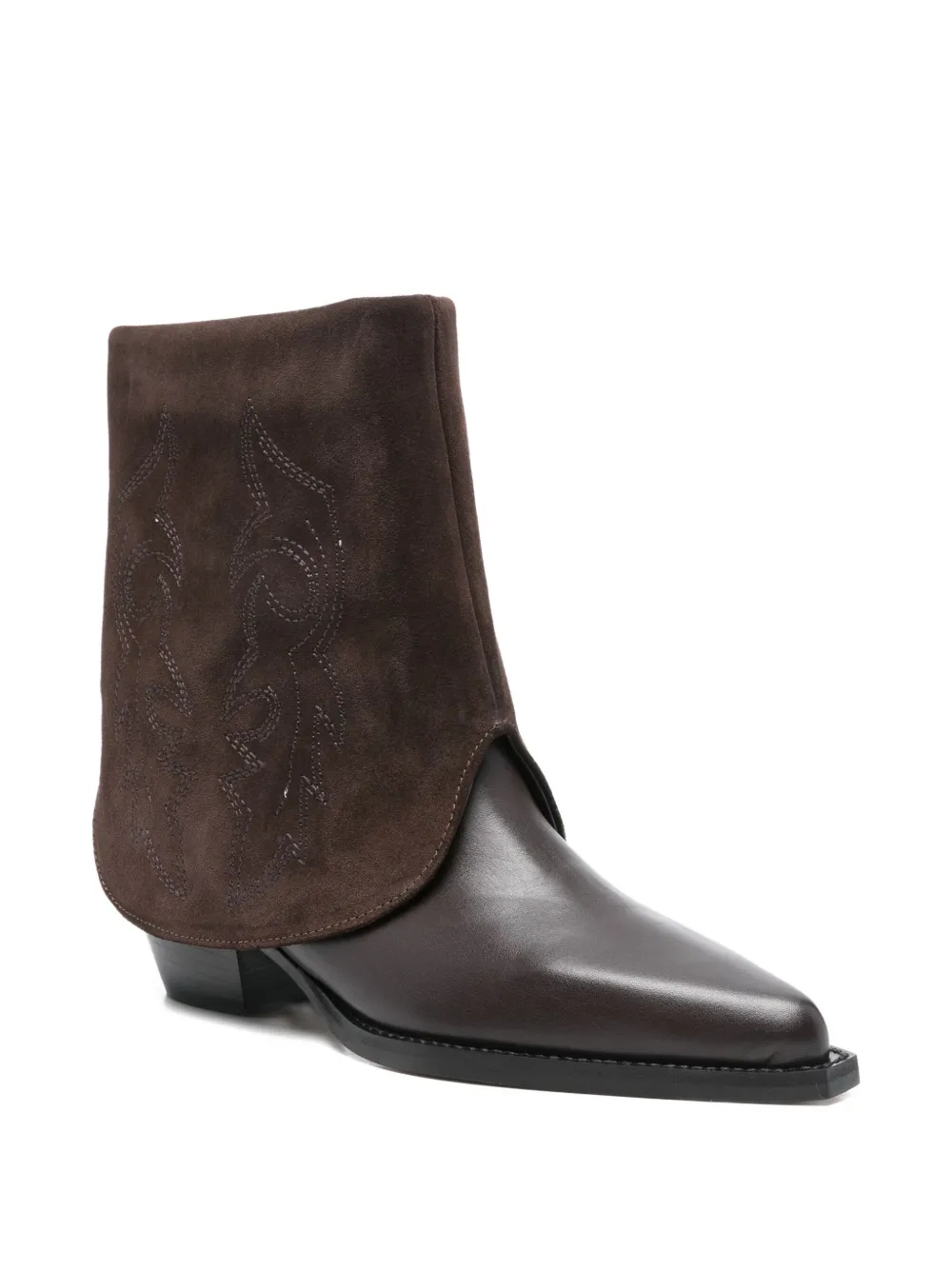 Bibi Lou 50 mm laarzen met puntige neus en borduurwerk Bruin