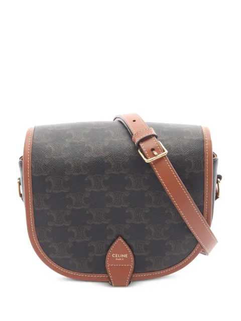 Celine Pre-Owned 2021-2025 Medium Triomphe Coated Canvas Folco crossbody bag