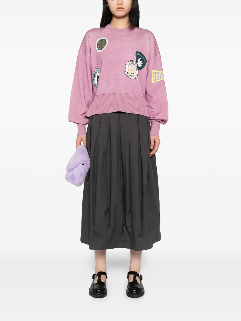 Sport B. By Agnès B. Pleated Cotton Skirt In Gray