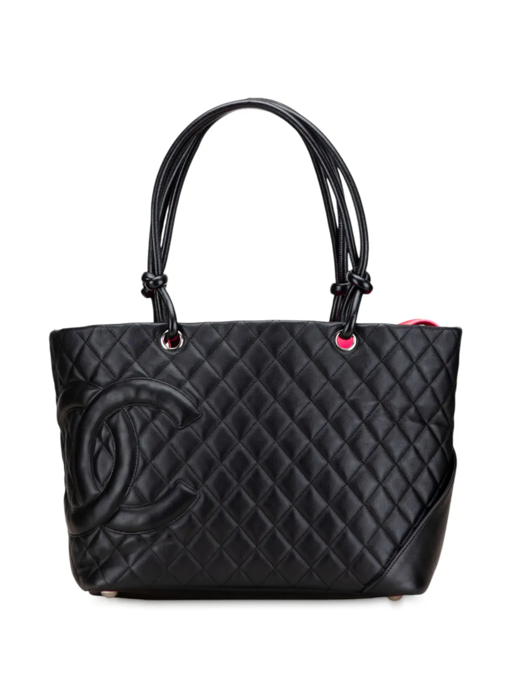 CHANEL Pre-Owned 2004-2005 ラージ マトラッセ カーフスキン カンボンライン ハンドバッグ - ブラック