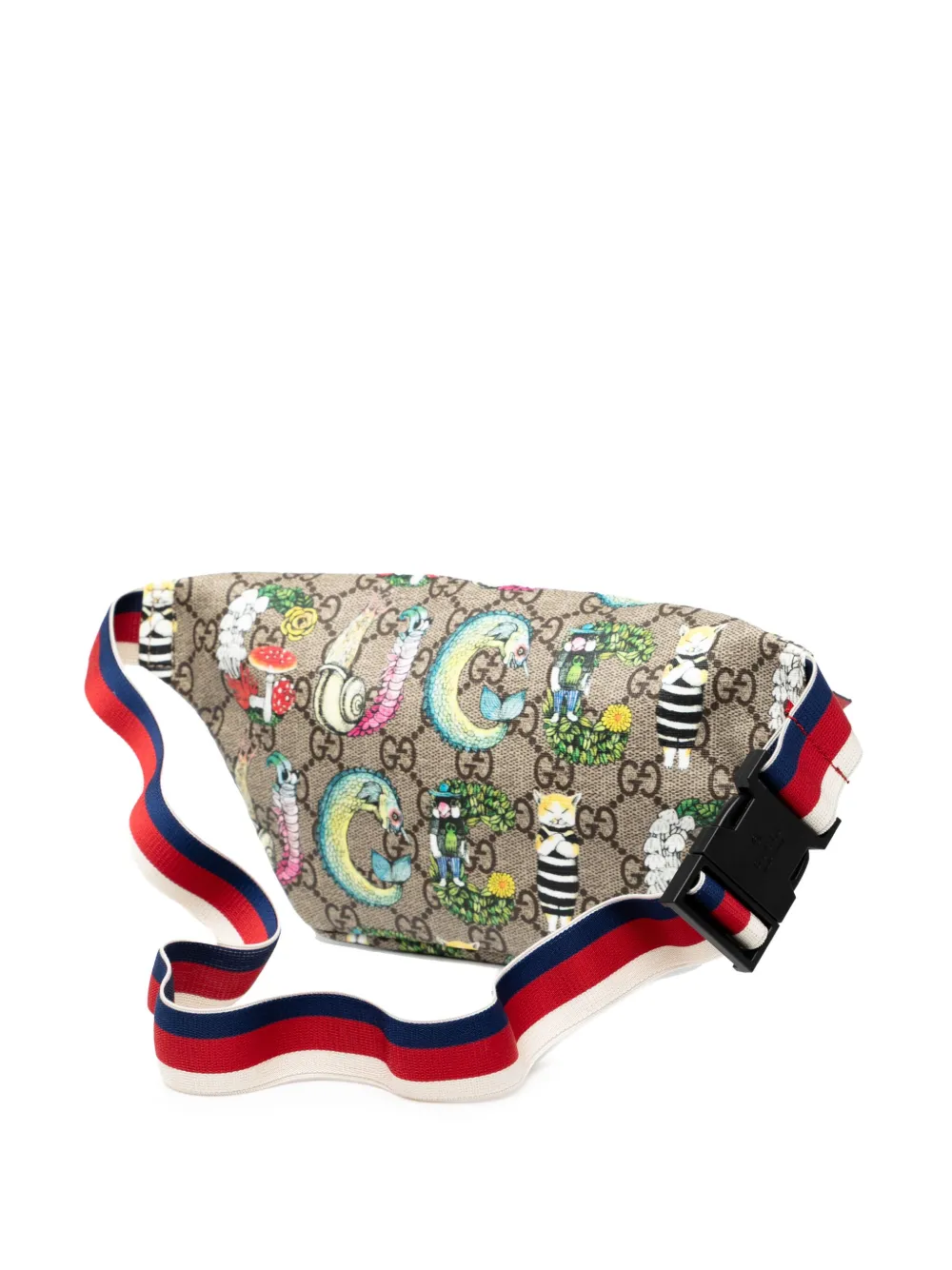 Pre-owned Gucci 2016-2025 Yuko Higuchi Childrens Gg Supreme Bugs Belt Bag In Brown