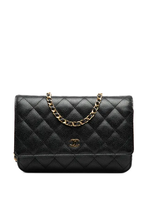 CHANEL Pre-Owned 2018-2019 CC Quilted Caviar Wallet on Chain crossbody bag