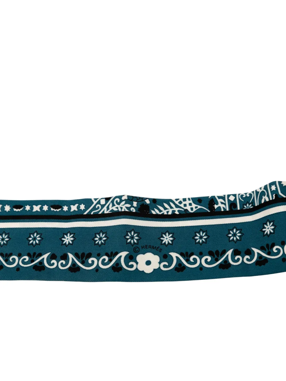 Pre-owned Hermes 1999-2007 Peuple Du Vent Bandana Silk Twilly Scarf Scarves In Blue
