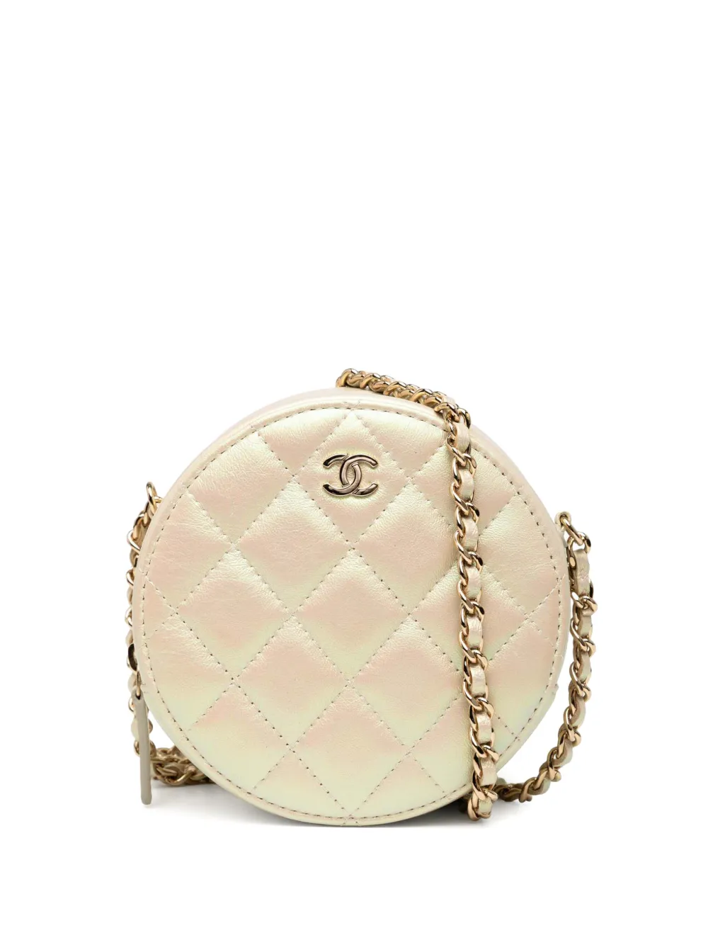 CHANEL Pre-Owned 2020 イリディセントマトラッセ ラムスキン ラウンド クラッチウィズチェーン ショルダーバッグ -