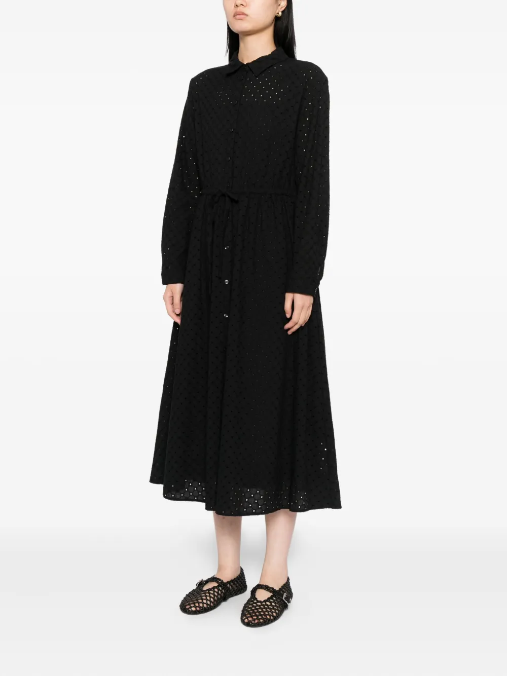 To B. By Agnès B. Eyelet-detailing Shirt Dress In Black