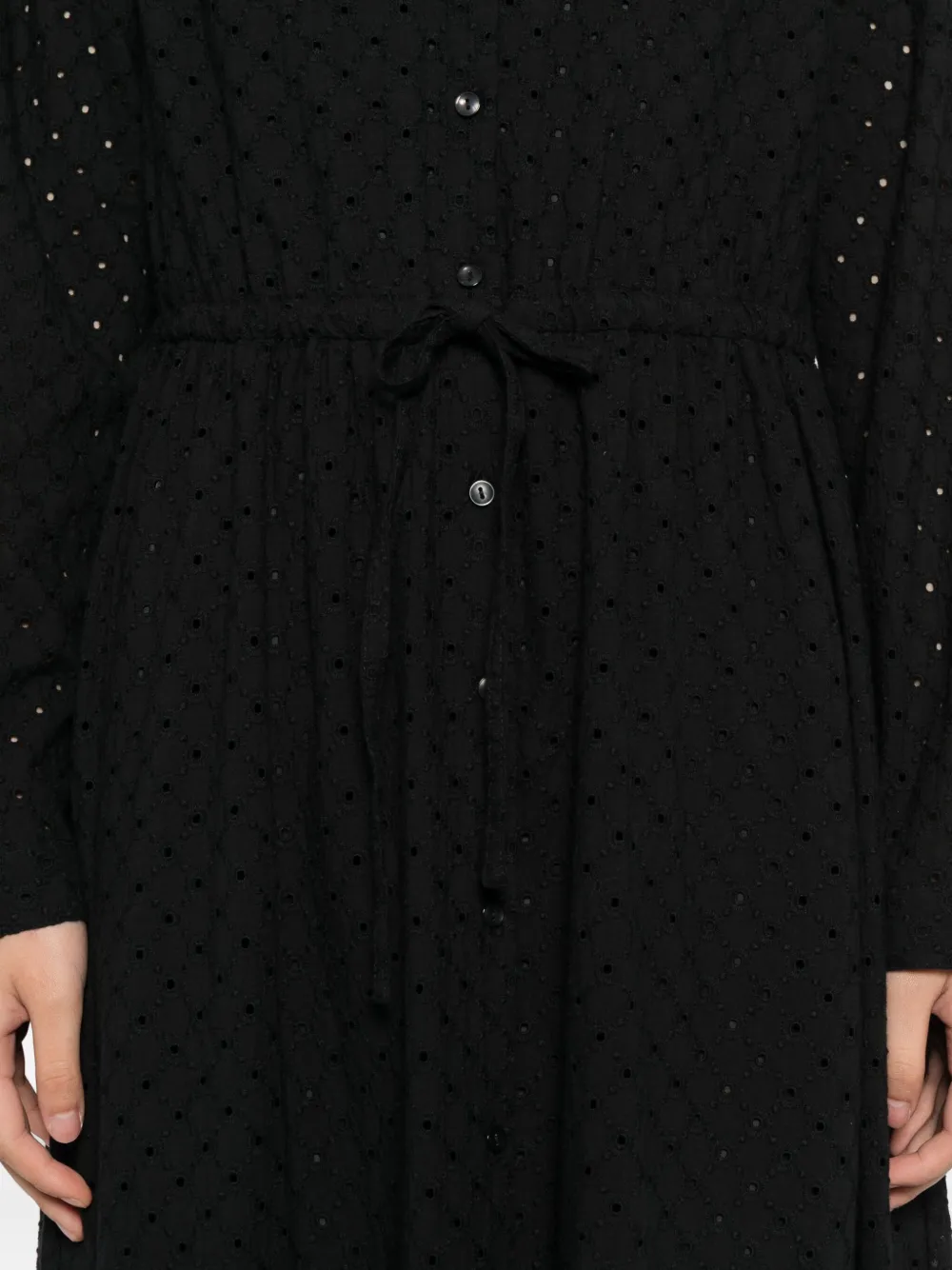 To B. By Agnès B. Eyelet-detailing Shirt Dress In Black
