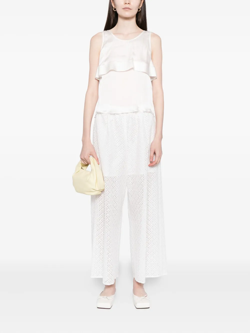 To B. By Agnès B. Lace Trousers In White