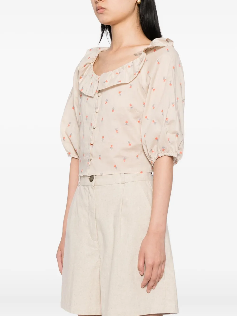 To b. by agnès b. Blouse met borduurwerk Beige