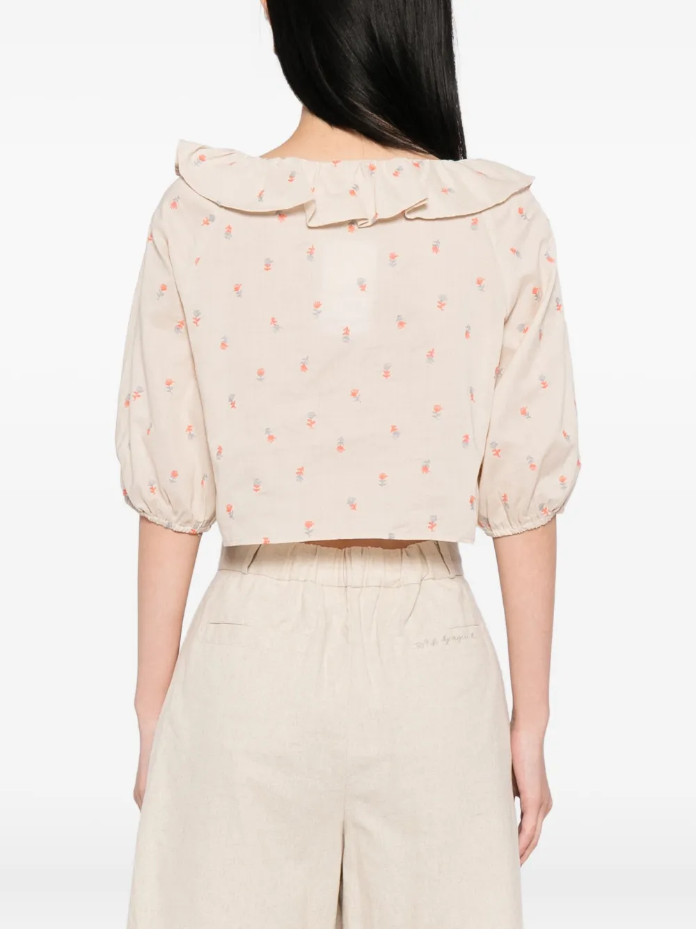 To b. by agnès b. Blouse met borduurwerk Beige
