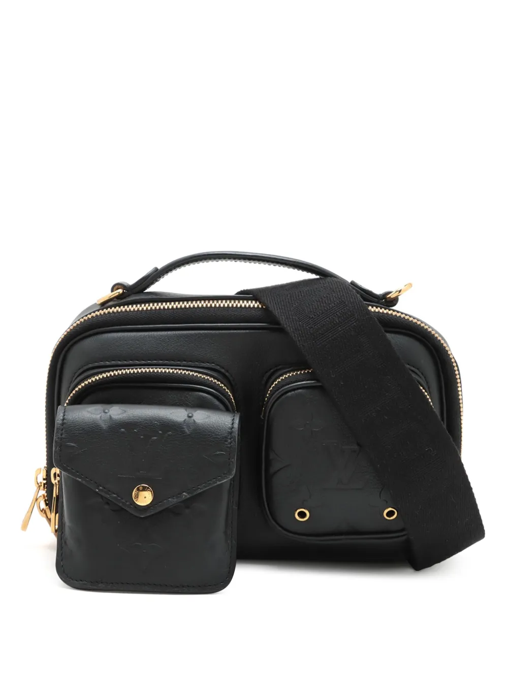 Pre-owned Louis Vuitton 2021-2025 Monogram Empreinte Utility Satchel In Black
