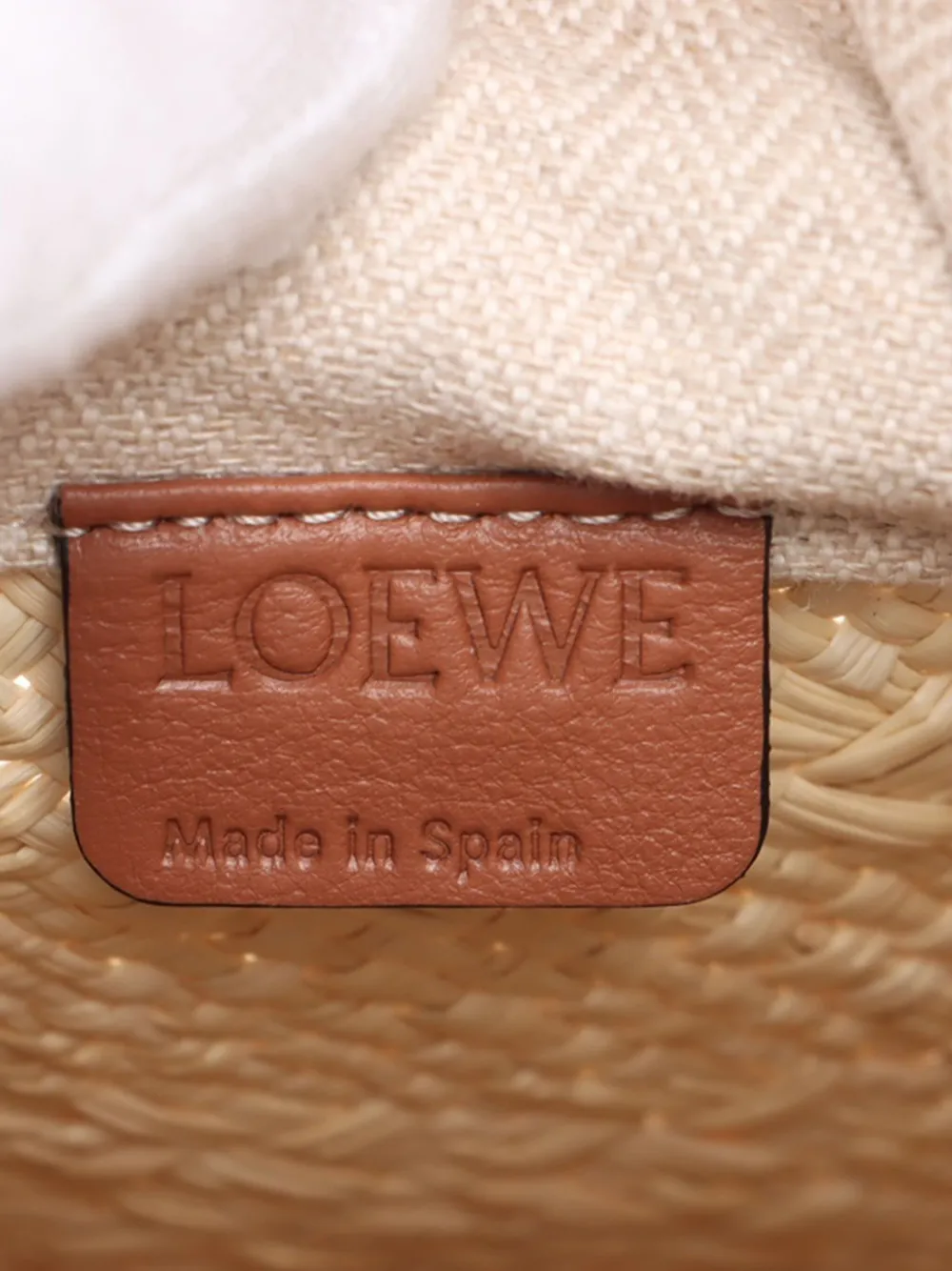 Pre-owned Loewe 2000-2025 Paulas Ibiza Anagram Raffia Square Bucket Bag In Brown