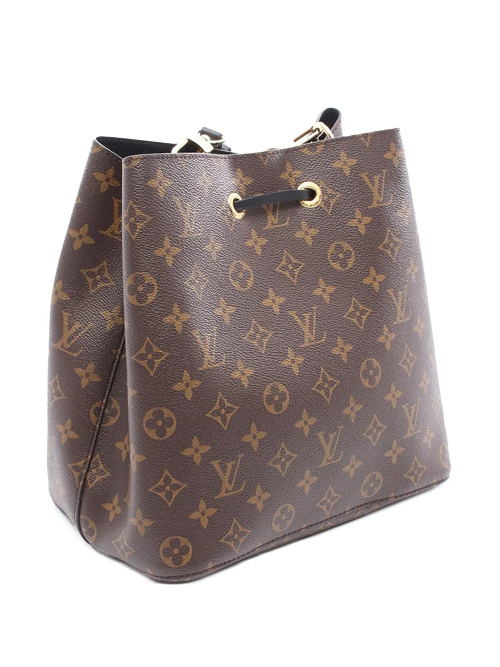 Pre-owned Louis Vuitton 2021-2025 Monogram Neonoe Mm Bucket Bag In Black