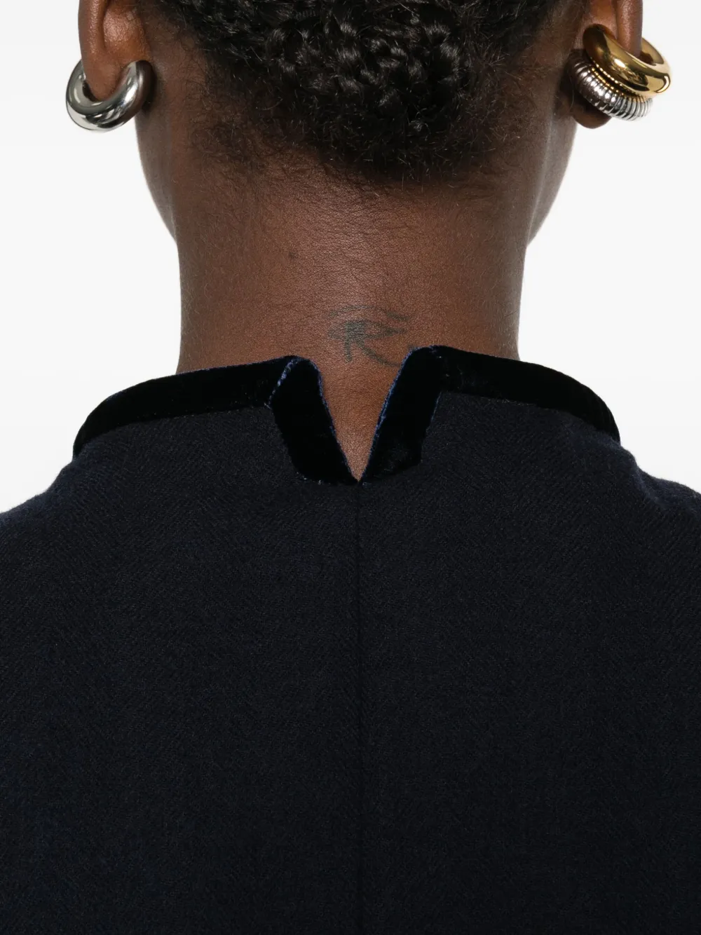 Emporio Armani Double-breasted Cropped Wool Blazer In Black