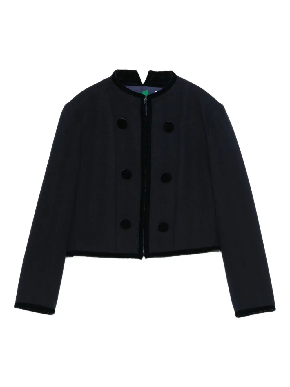 Emporio Armani Double-breasted Cropped Wool Blazer In Black
