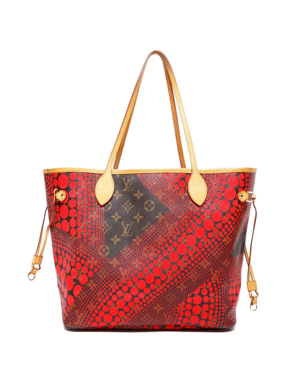 Pre-owned Louis Vuitton 2012 Yayoi Kusama Neverfull Mm Monogram Shoulder Bag In Red