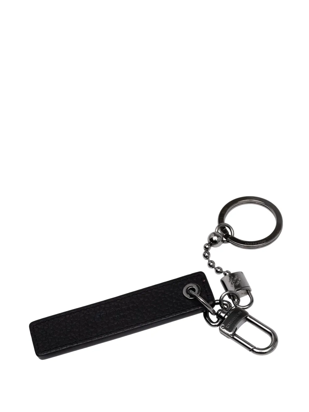 Pre-owned Louis Vuitton 2018 Taurillon Porte Cles Tab Holder Bag Charm Key Chain In Black