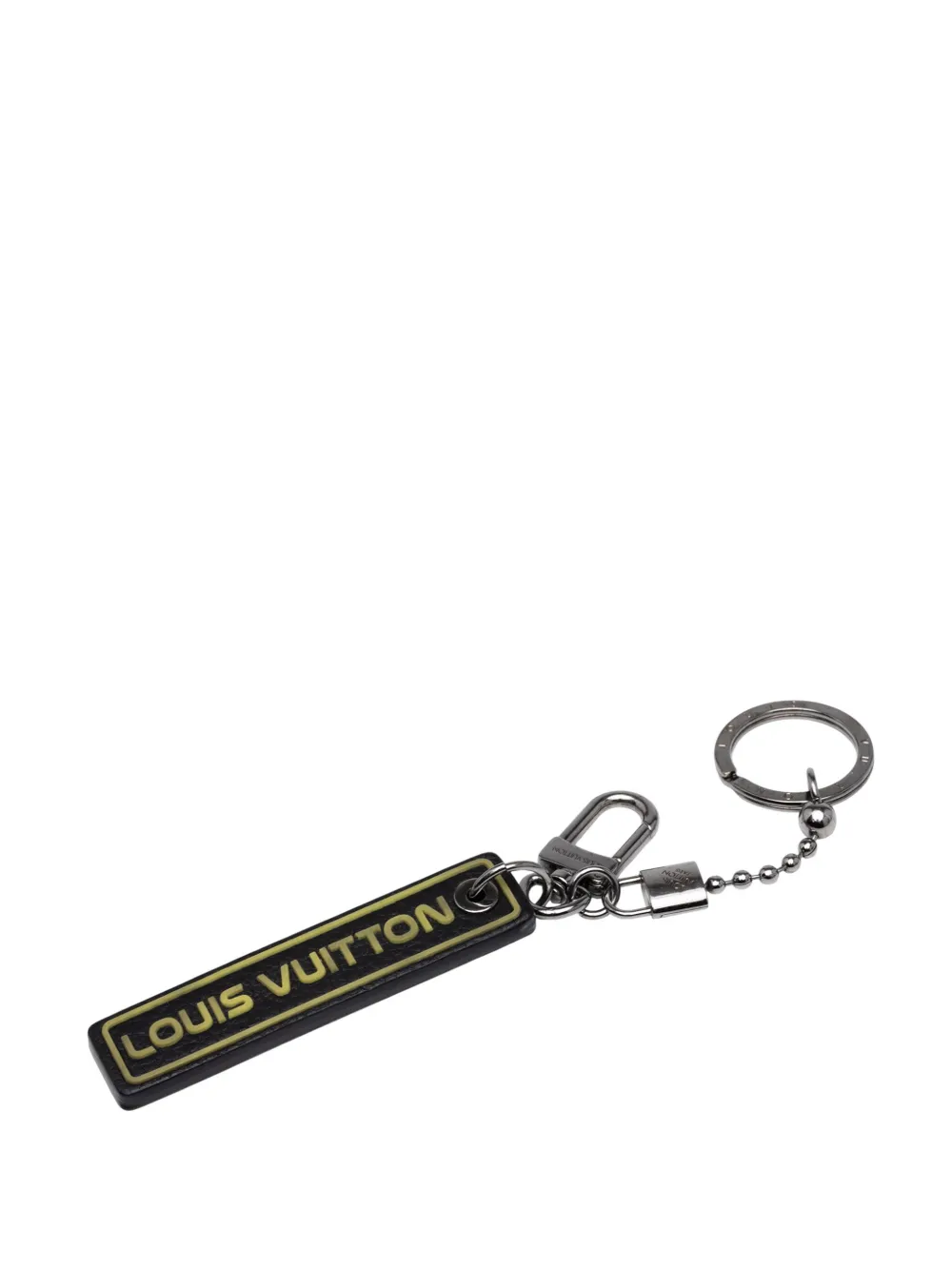 Pre-owned Louis Vuitton 2018 Taurillon Porte Cles Tab Holder Bag Charm Key Chain In Black