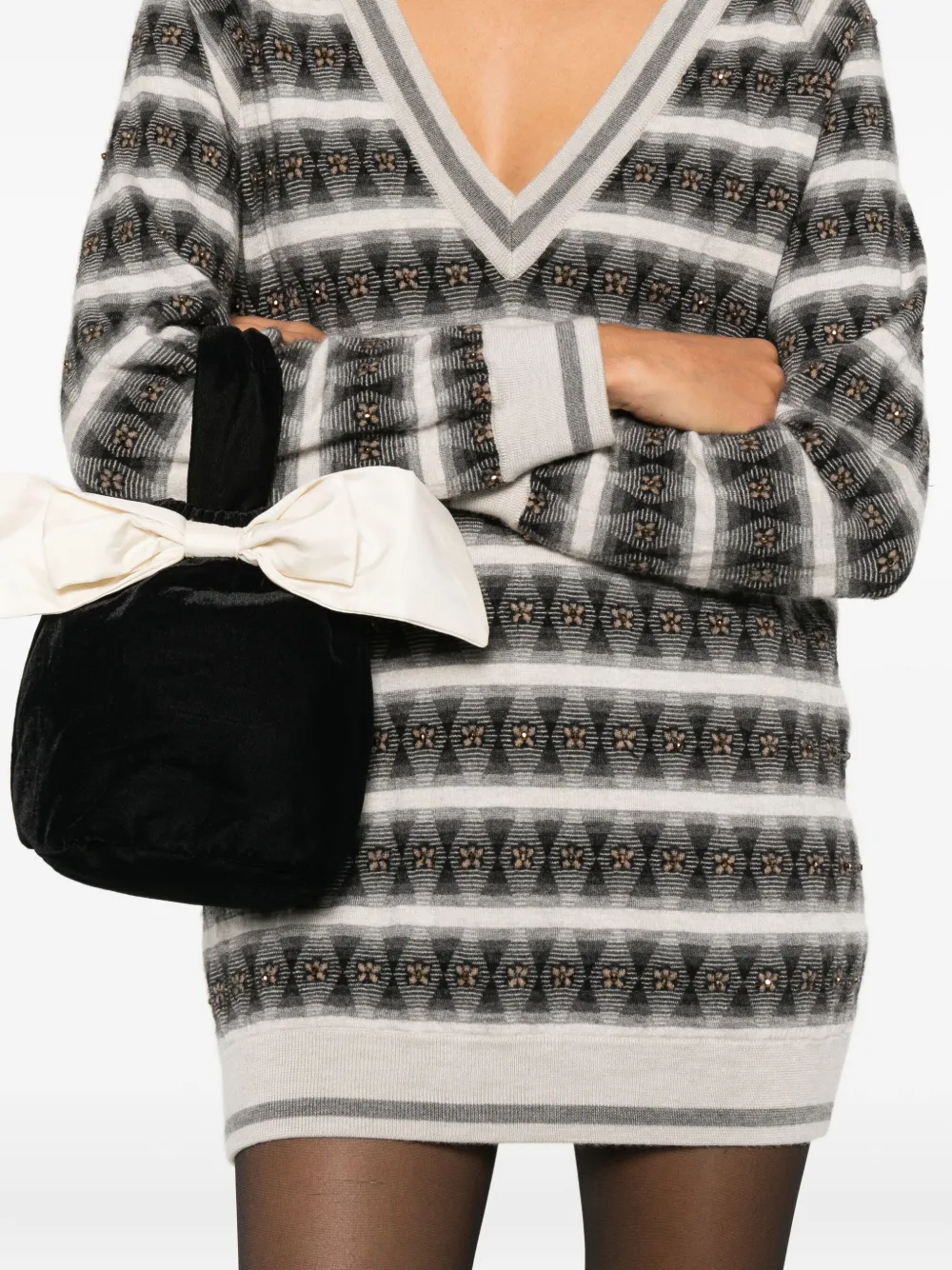 NEVER FULLY DRESSED bow-detail clutch detail - Zwart