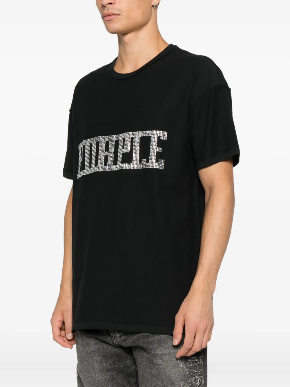 Purple Brand Verfraaid T-shirt Zwart