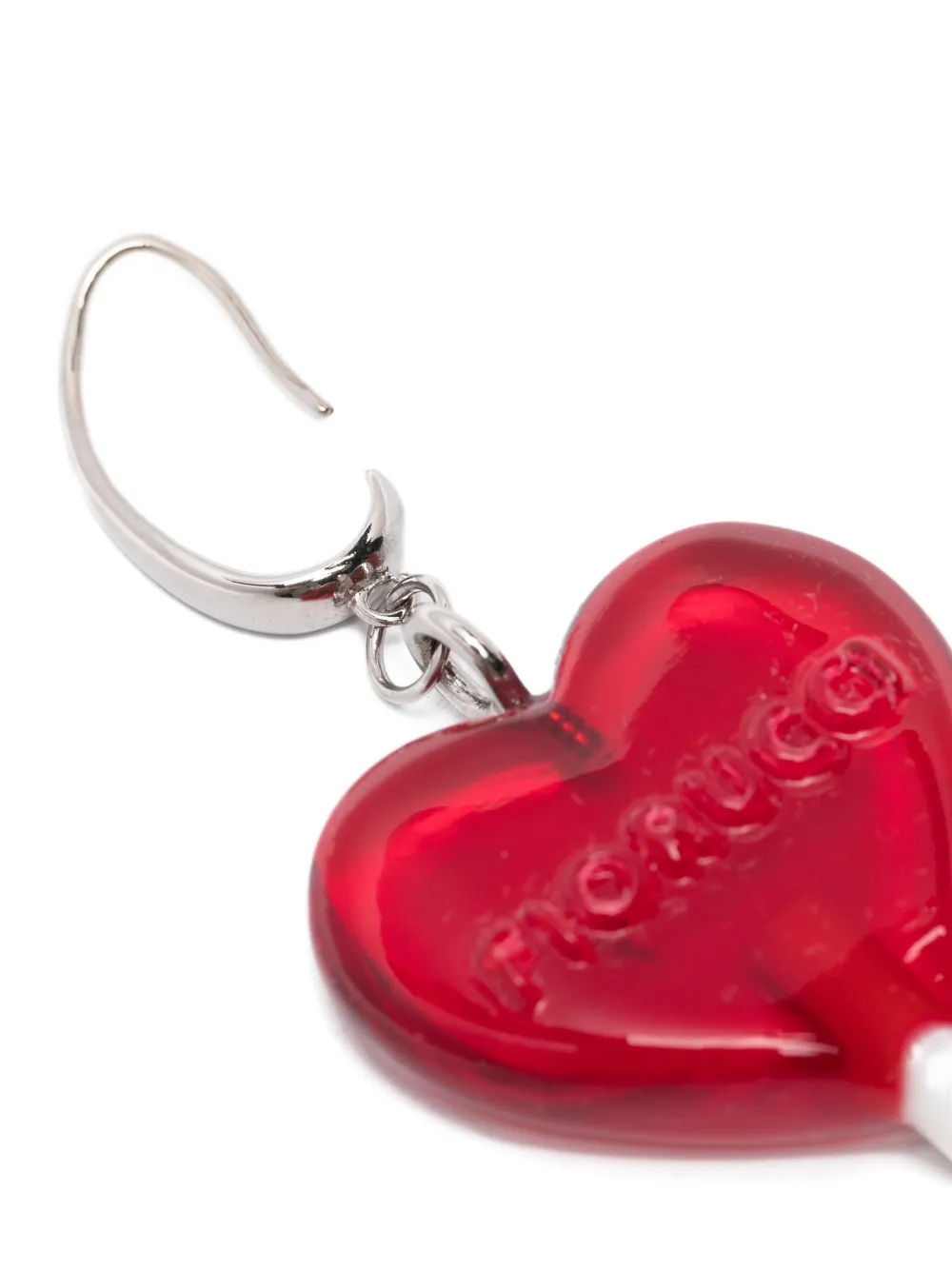 Fiorucci Heart-lollipop Drop Earring In Red