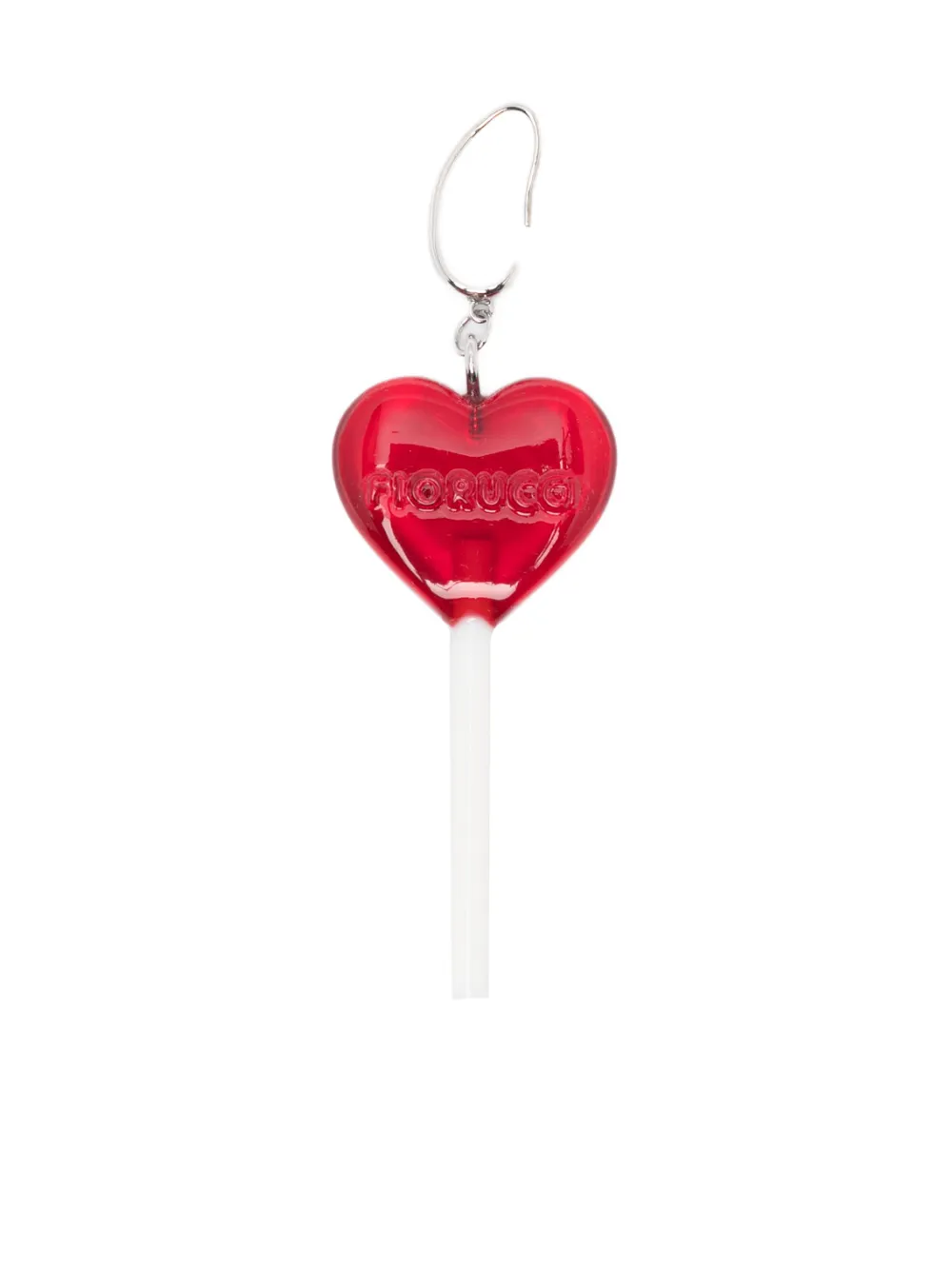 Fiorucci boucle d'oreille à pendentif cœur | rouge | Image 1