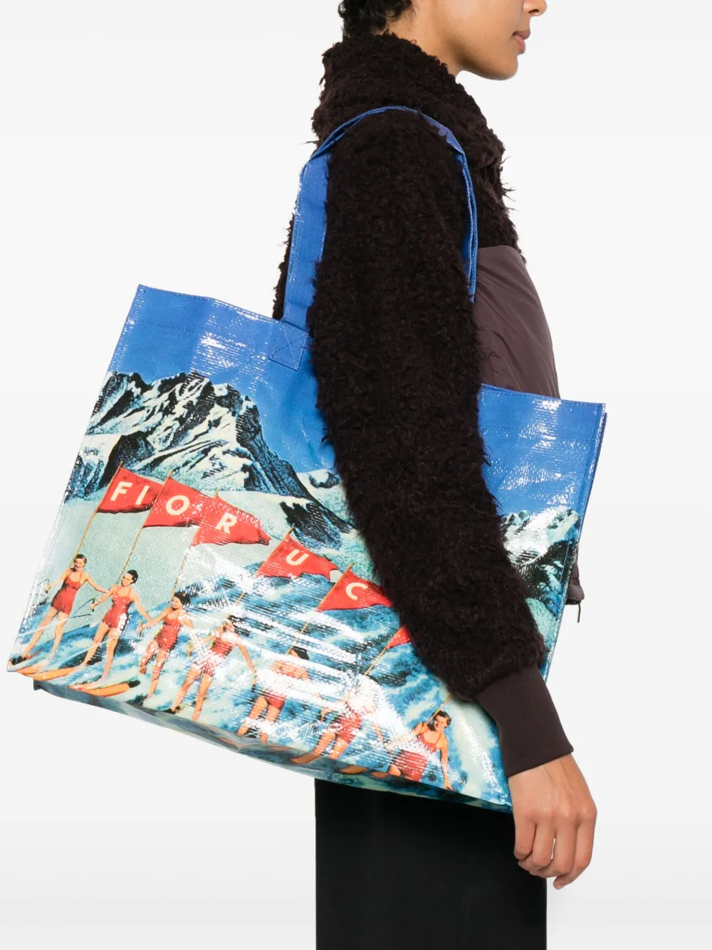 Fiorucci Maxi Winter Waterskiing Tote Bag In Blue
