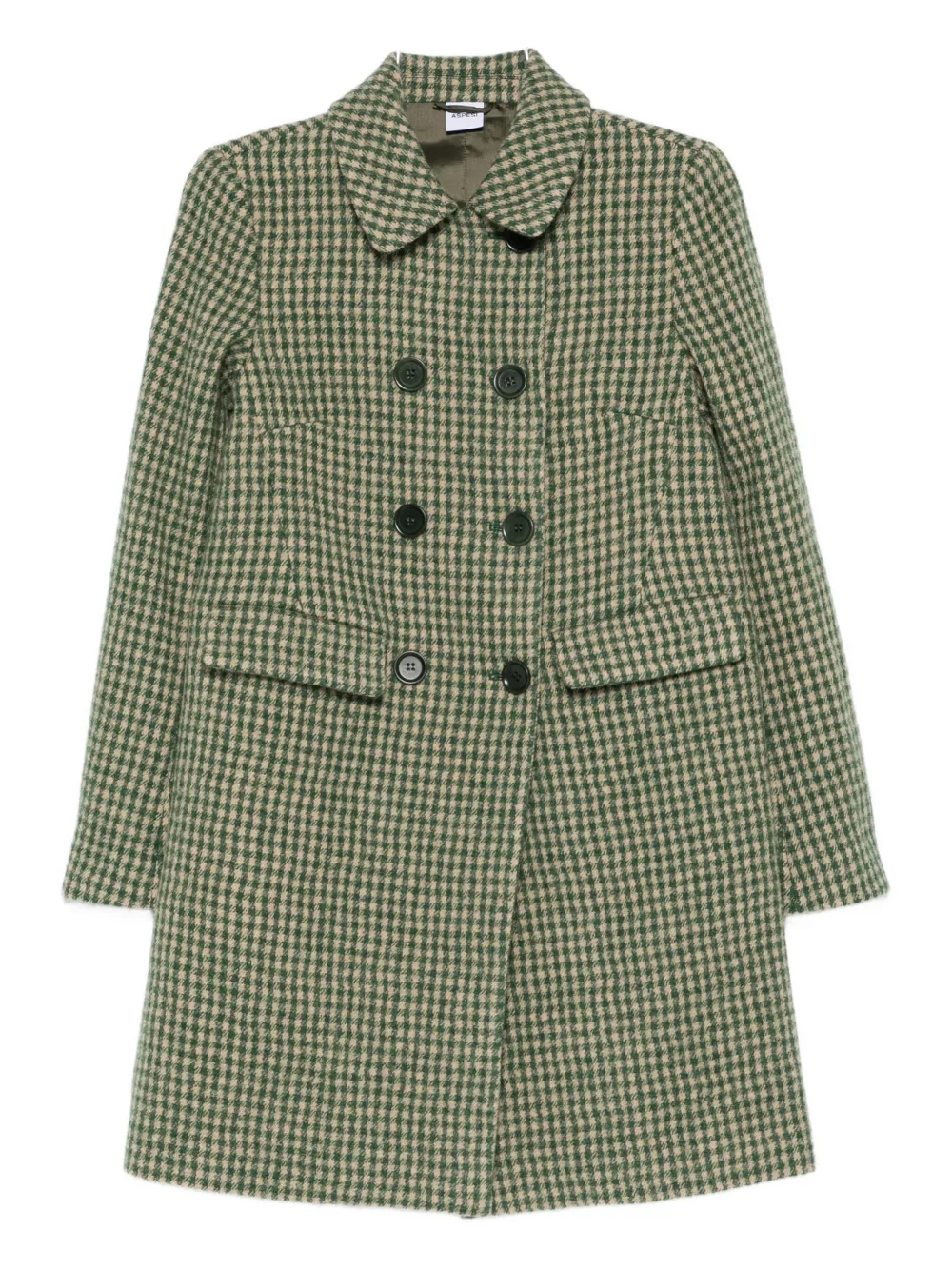 Aspesi Double-breasted Check Coat In Green