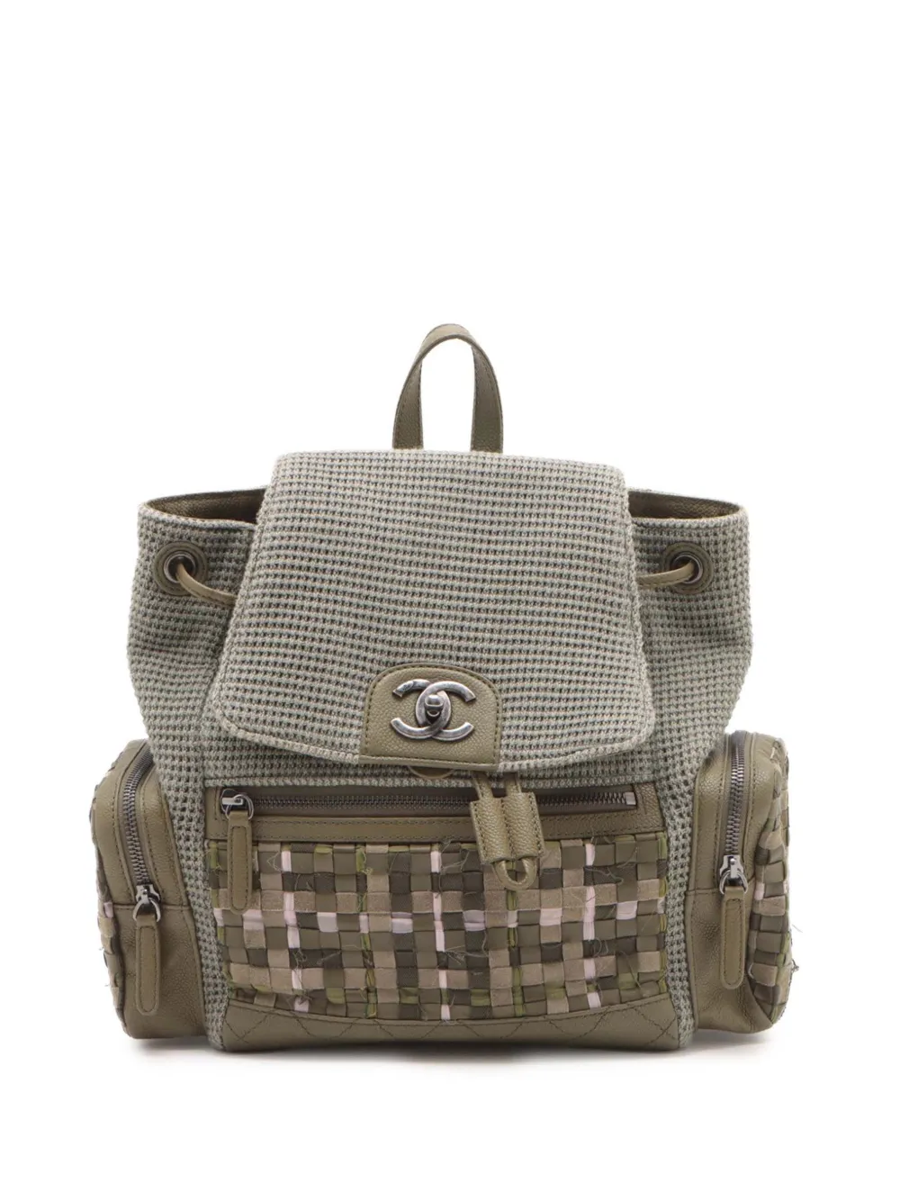 Pre-owned Chanel 2016-2017 Paris Cuba Tweed Canvas Pocket Backpack In Brown