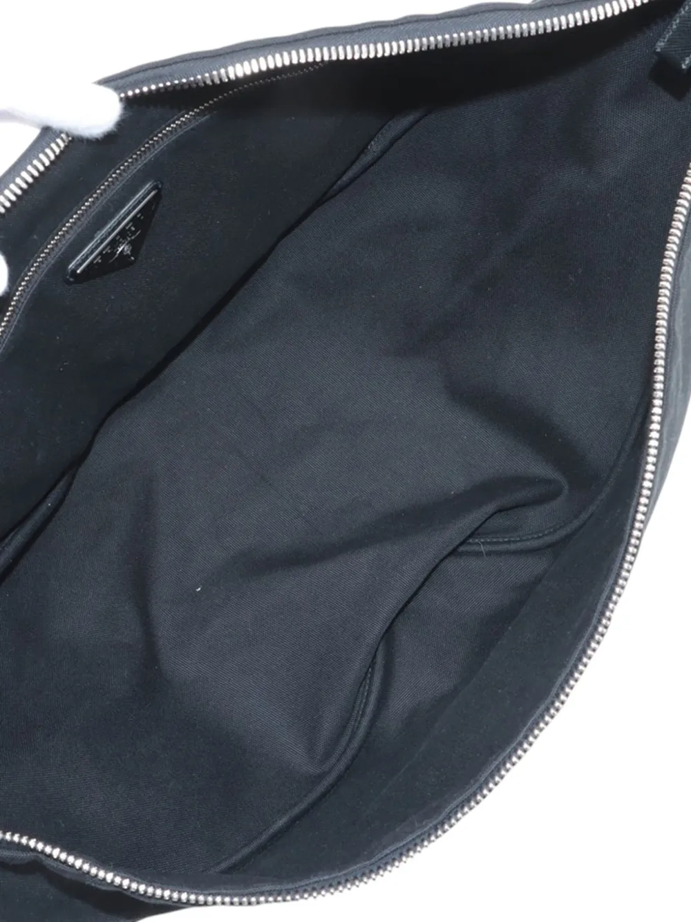 Pre-owned Prada 2013-2025 Canvas Canapa Triangle Logo Shoulder Bag In Black