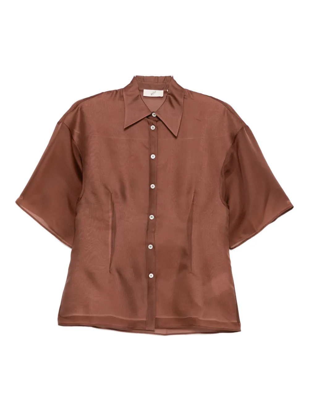Bite Studios Verse Short-sleeved Buttoned Shirt In Brown