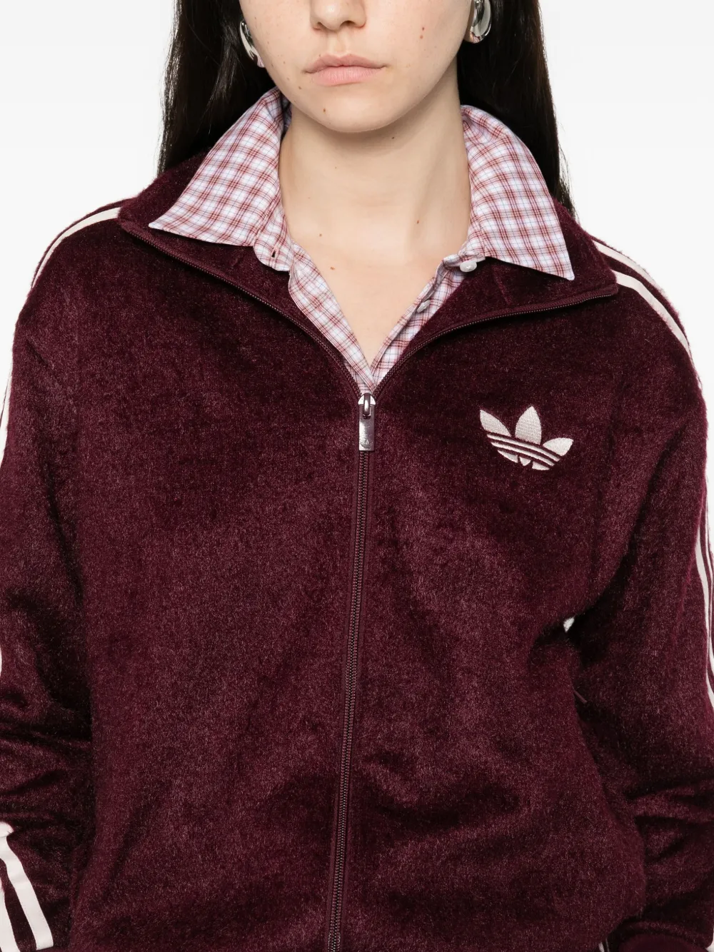 adidas Jack met drie strepen en rits Bruin