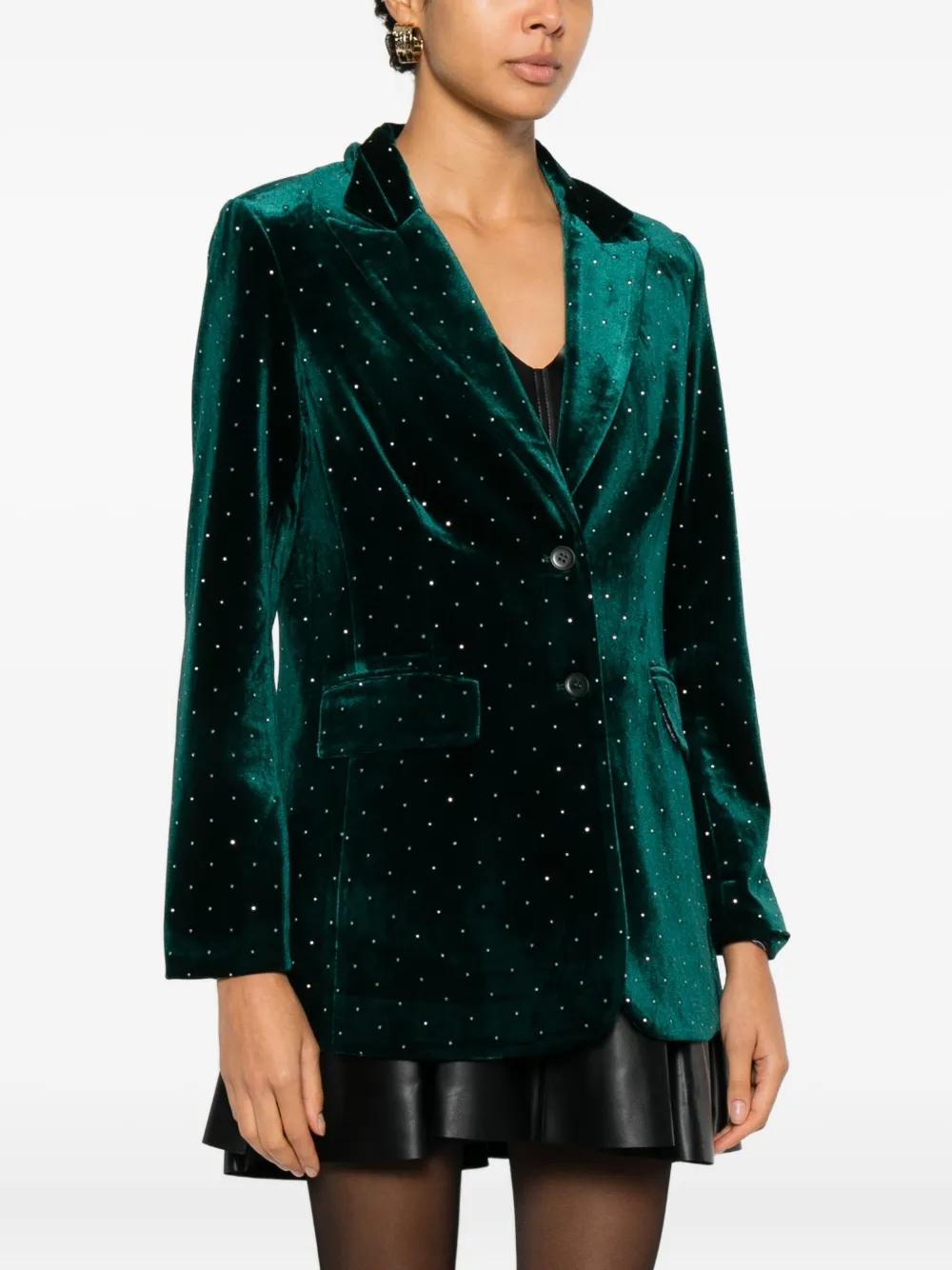 Never Fully Dressed Embellished Velvet Blazer In Green