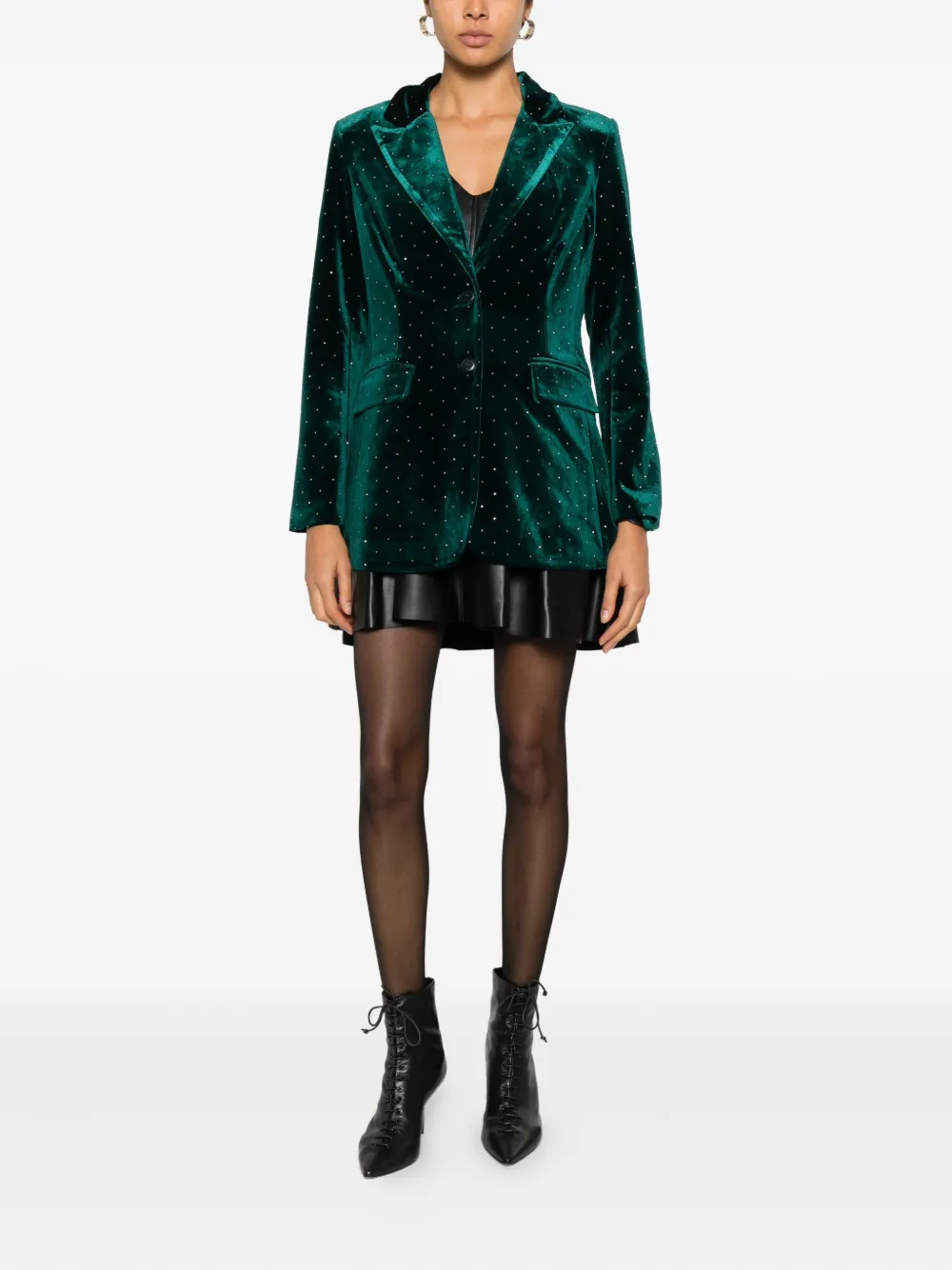 Never Fully Dressed Embellished Velvet Blazer In Green