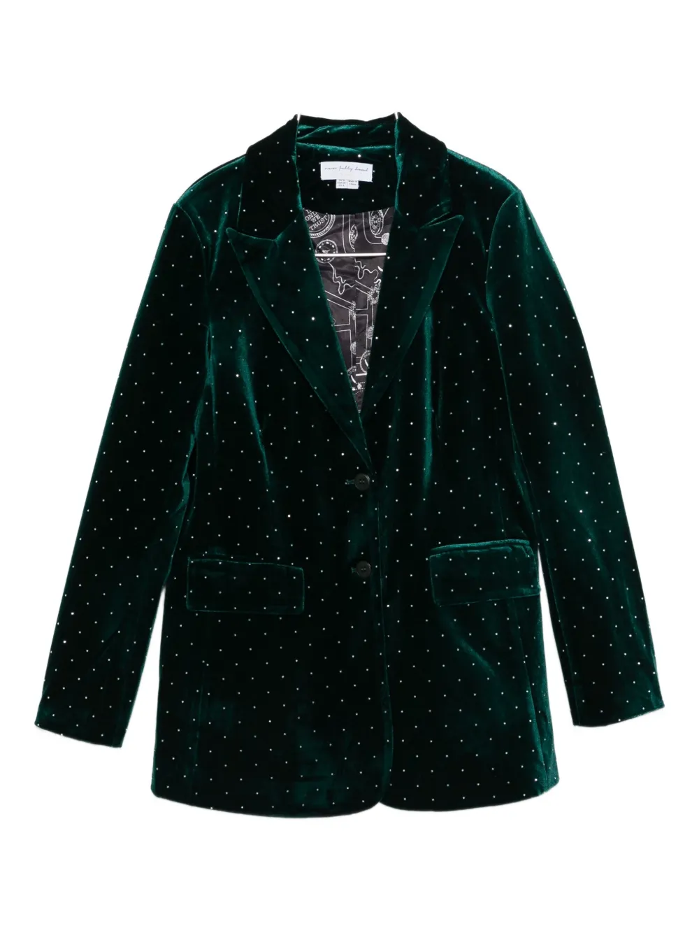 Never Fully Dressed Embellished Velvet Blazer In Green