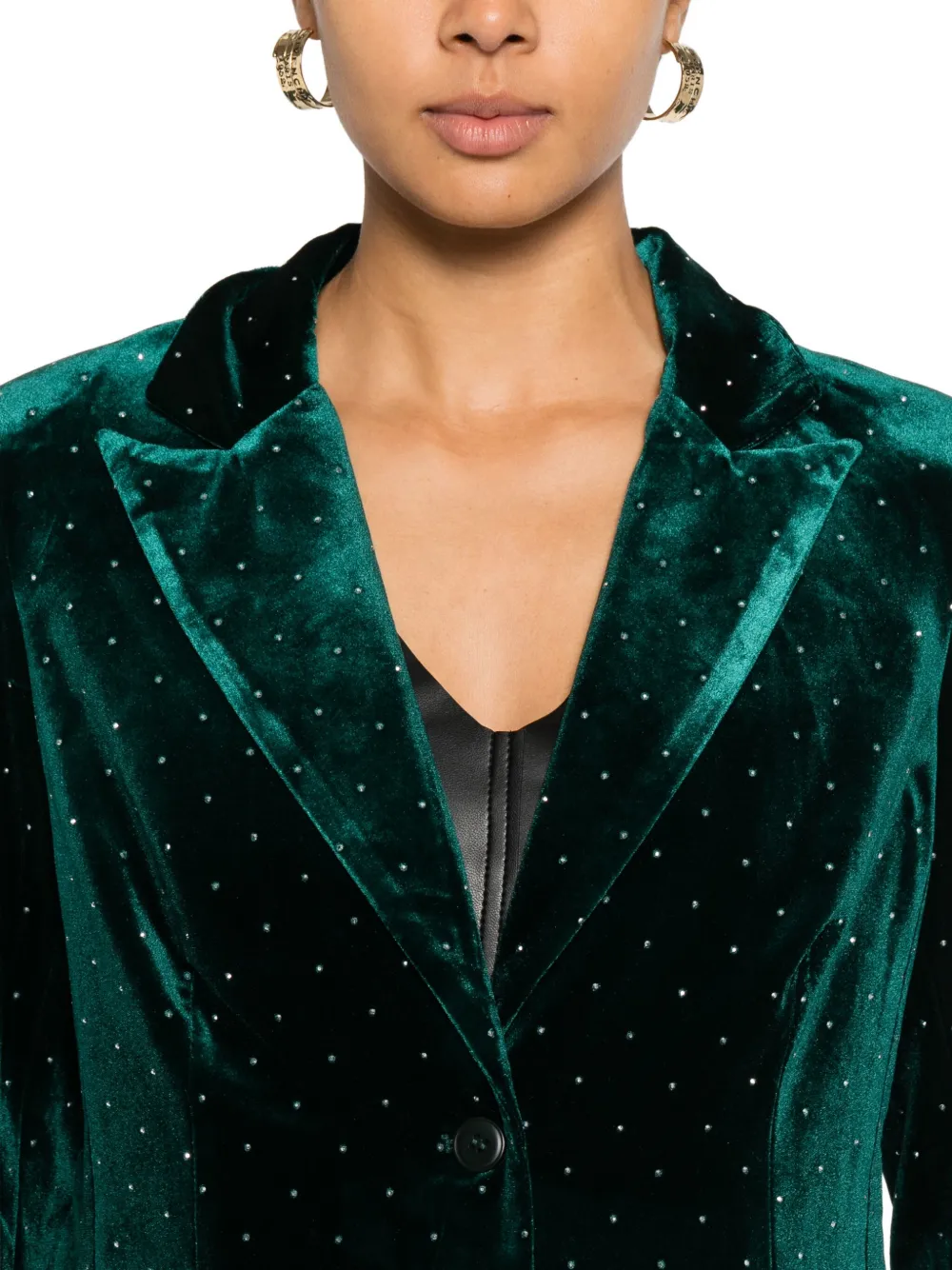 Never Fully Dressed Embellished Velvet Blazer In Green