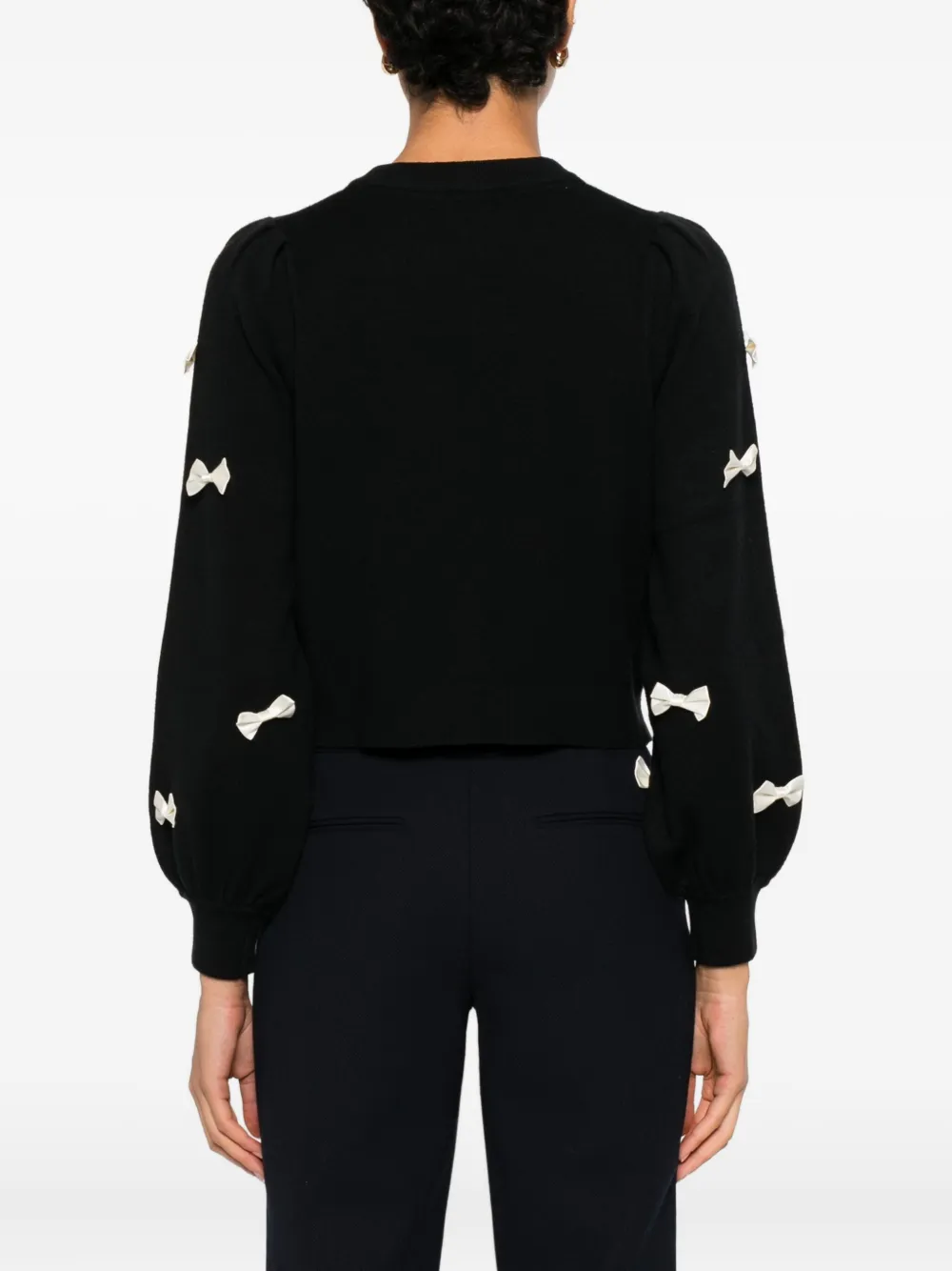 Never Fully Dressed Sophie Bow-embellished Cardigan In Black