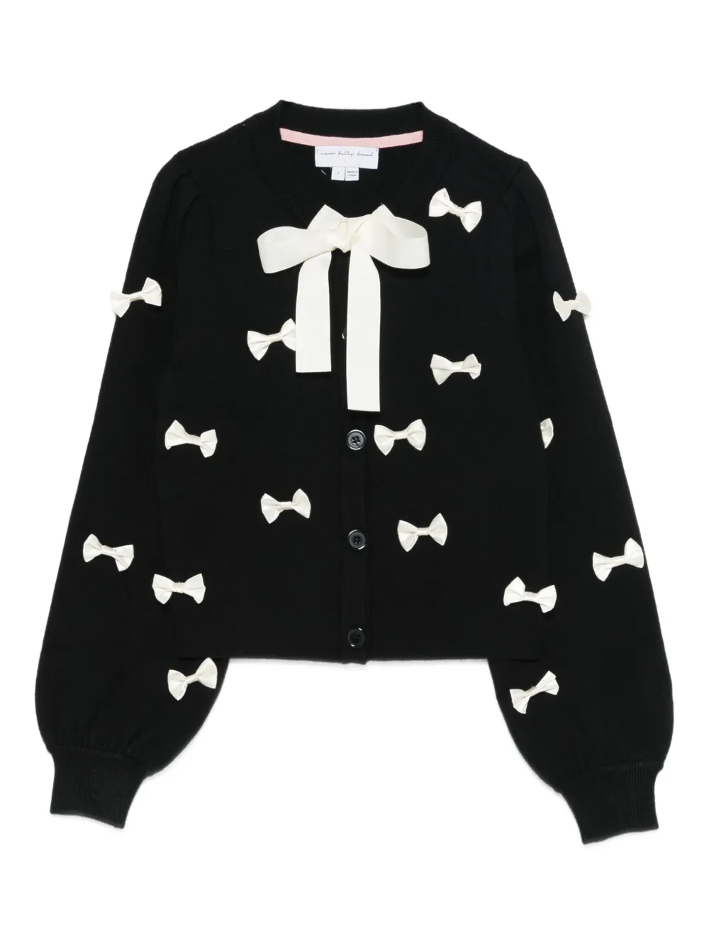 NEVER FULLY DRESSED Sophie bow-embellished cardigan | Black | Image 1