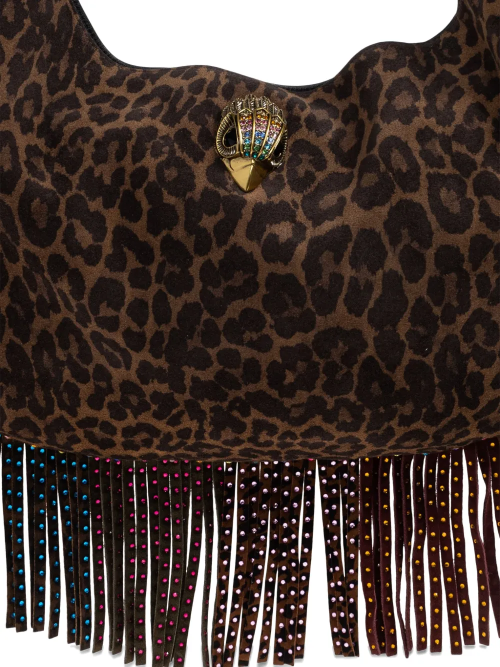 Kurt Geiger London Shoreditch schoudertas met luipaardprint en franje Bruin