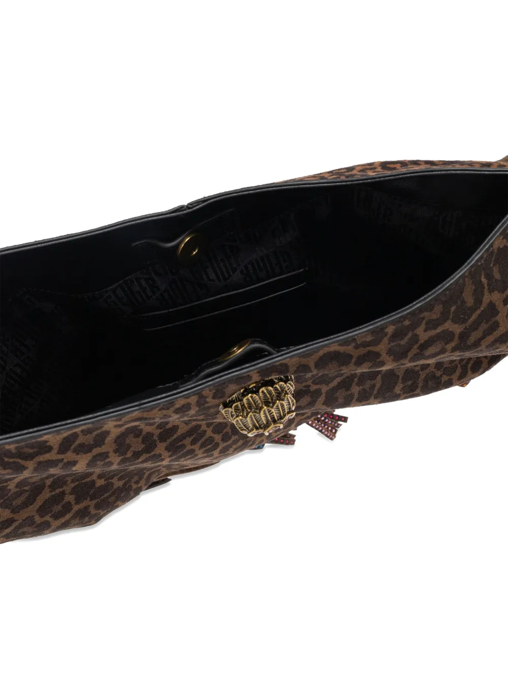 Kurt Geiger London Shoreditch schoudertas met luipaardprint en franje Bruin