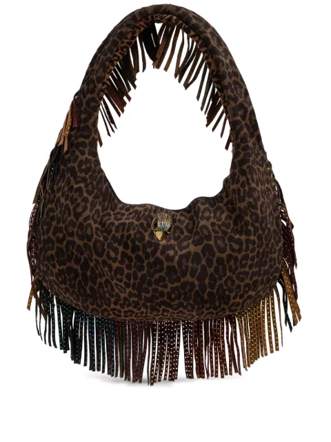 Kurt Geiger London Shoreditch leopard-print fringed shoulder bag