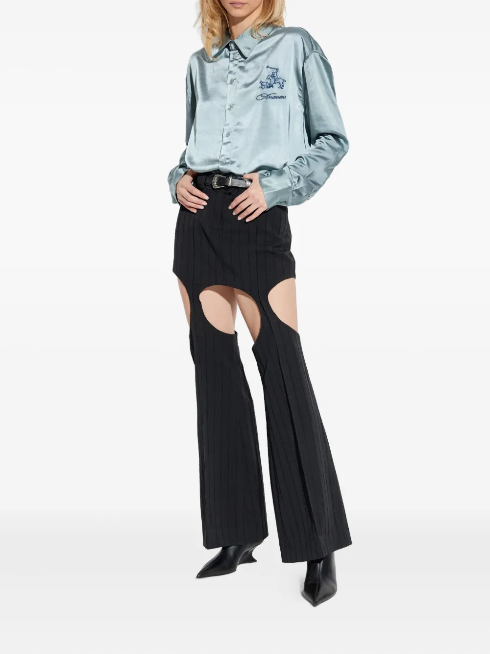 AVAVAV cut-out ribbed skirt - Zwart