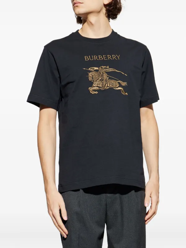 Burberry logo-embroidered T-shirt | Black | FARFETCH