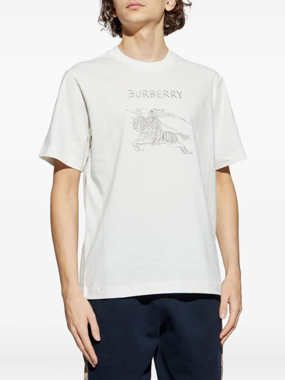 Burberry T-shirt met geborduurd logo Wit