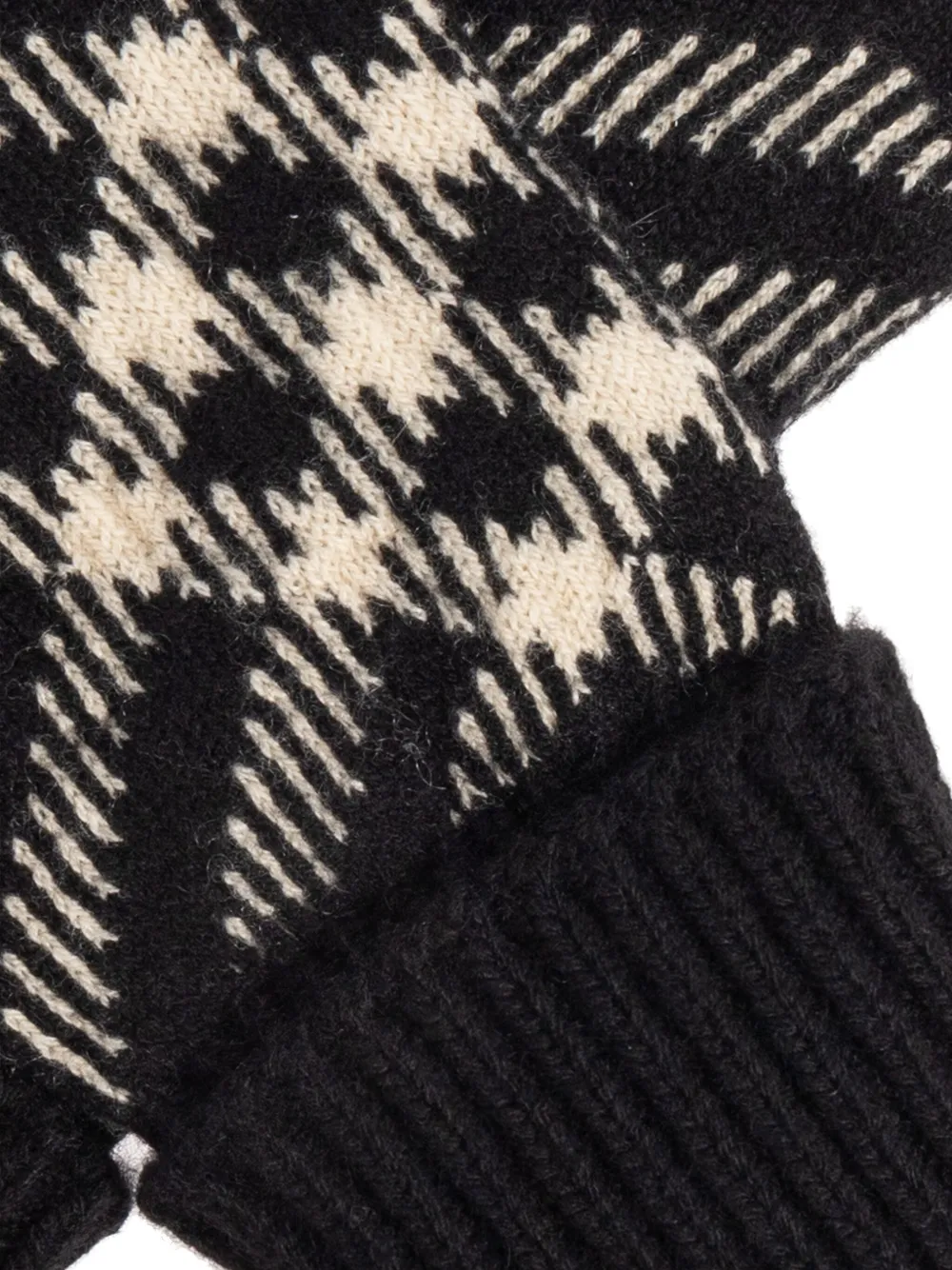 Burberry Patterned Ribbed Gloves In Black